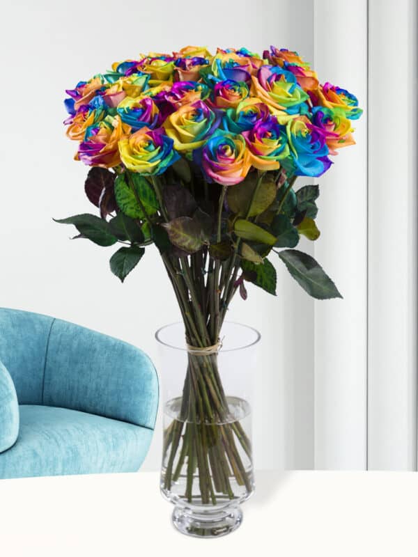 30 regenboog rozen bezorgen