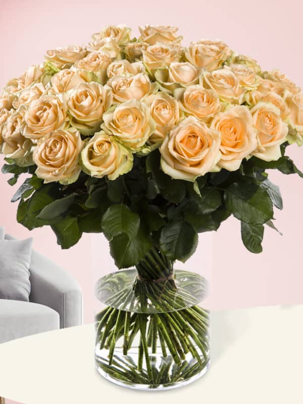 50 zalmkleurige rozen - Avalanche Peach bezorgen