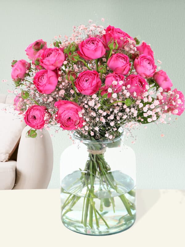 Boeket roze trosrozen bezorgen
