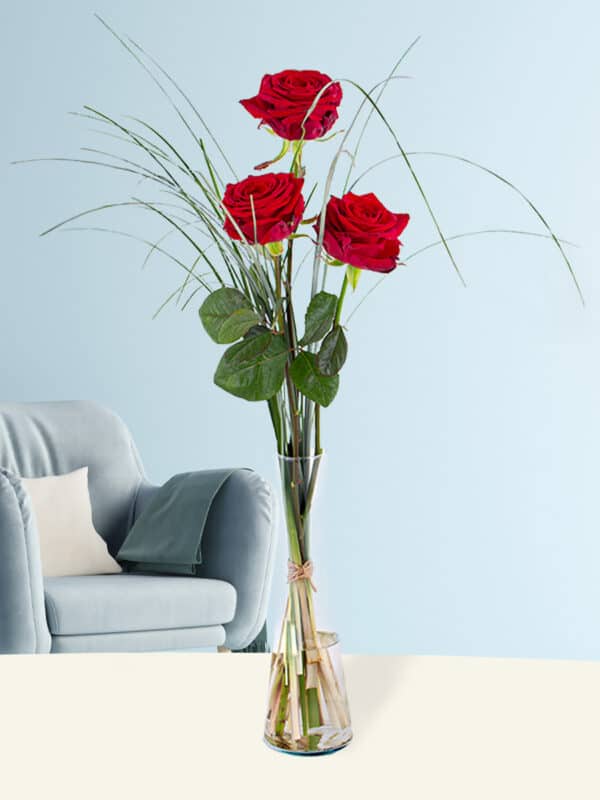 Drie rode rozen