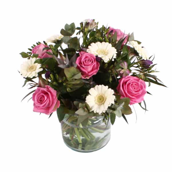 Nabestaanden boeket roze wit bezorgen via Rouwboeket