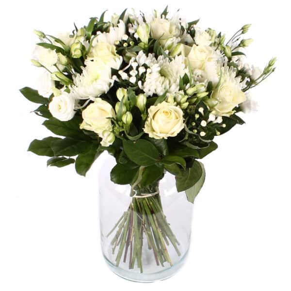 Nabestaanden boeket witte bloemen bezorgen via Rouwboeket