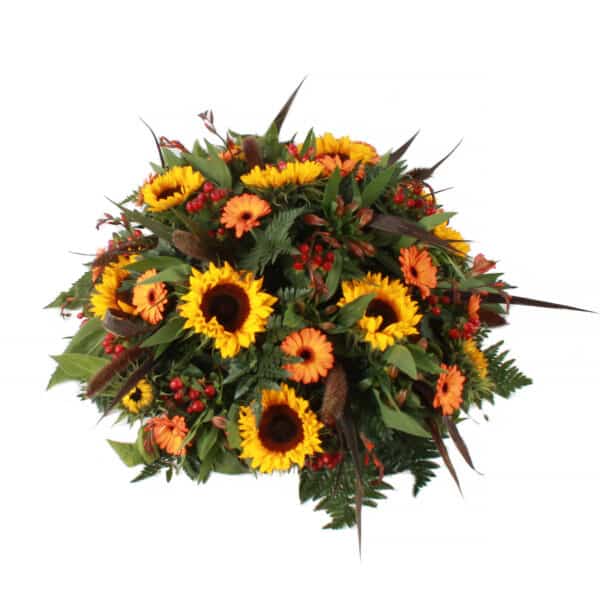Rouwbiedermeier Zonnebloemen bezorgen via Rouwboeket