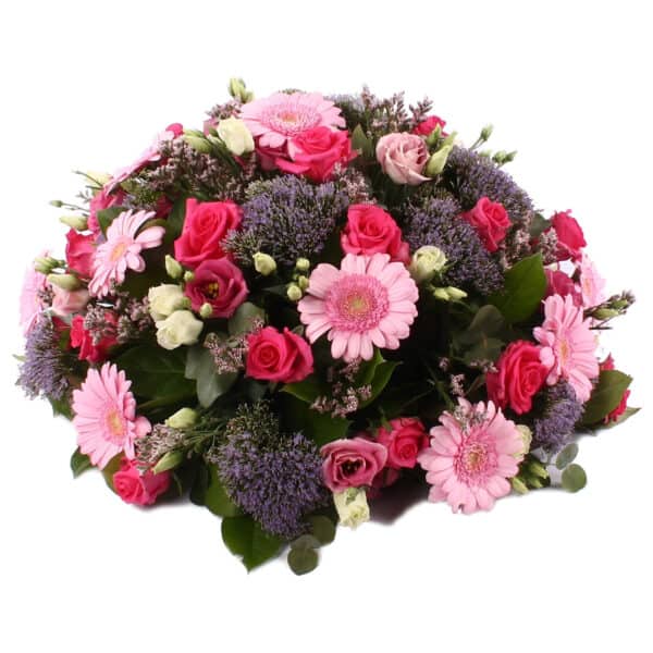 Rouwbiedermeier roze Germini bezorgen via Rouwboeket