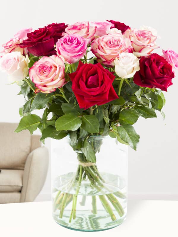 Rozenboeket roze-rood bezorgen