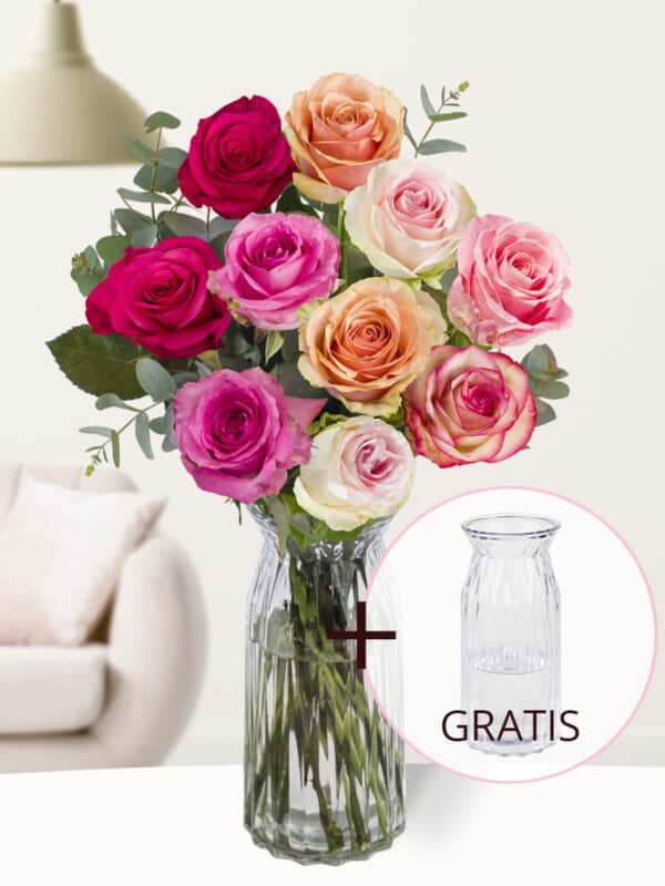 Rozenboeket Lisa + gratis glasvaas | Moederdagboeket bezorgen