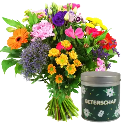 Beterschap bloemen + Beterschap blikje