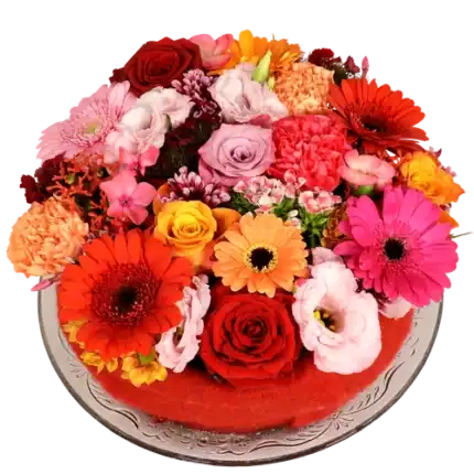Bloementaart rood oranje roze