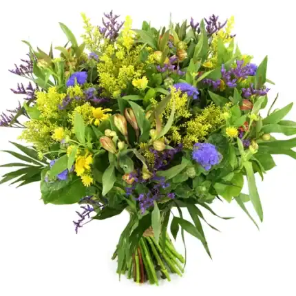 Boeket geel paars blauw