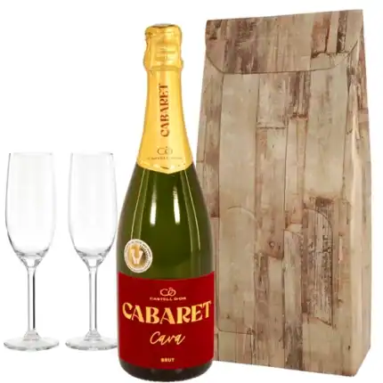 Cabaret Cava + 2 champagne glazen