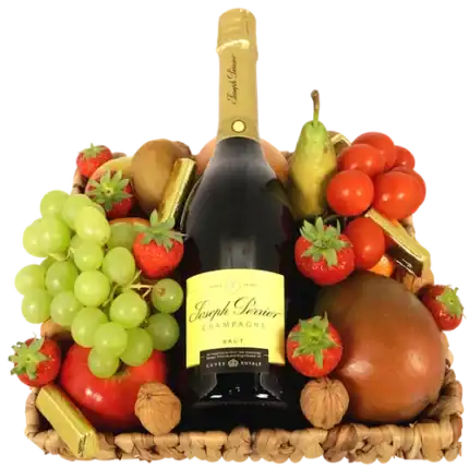 Champagne fruitmand de luxe Ø 30cm