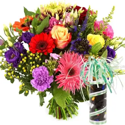 Fel gekleurde bloemen + 200 gram drop