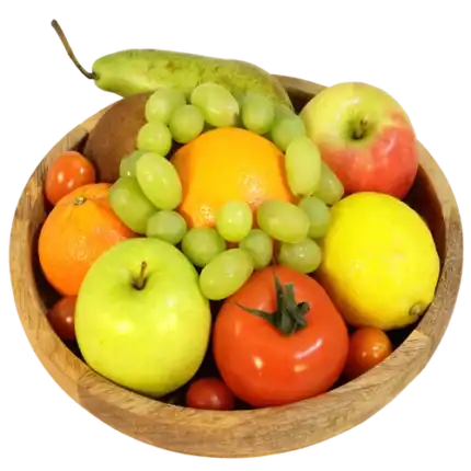 Fruit in een Mahonie houten schaal Ø 25 cm