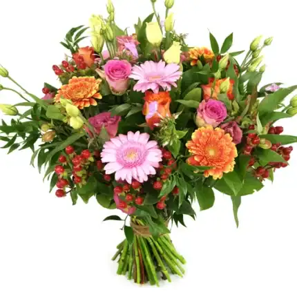 Gelukstreffer boeket oranje en roze
