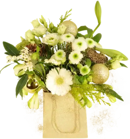 Goud tasje met kerstbloemen