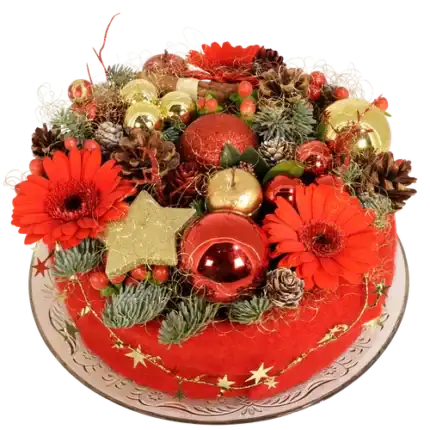 Kerst bloementaart Rood goud