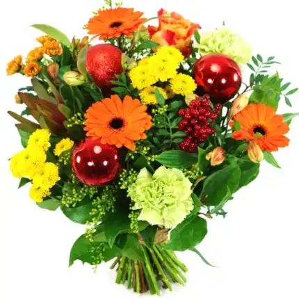 Kerst oranje geel o.a rode kerstballen