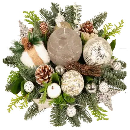 Kerststuk Bolkaars wit naturel