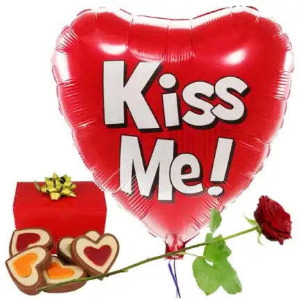 Kiss me hart ballon hartjes chocolade