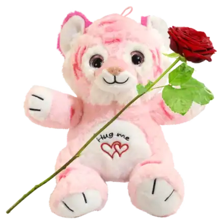 Knuffelbeer roze tijger hug me knuffel ca. 30cm