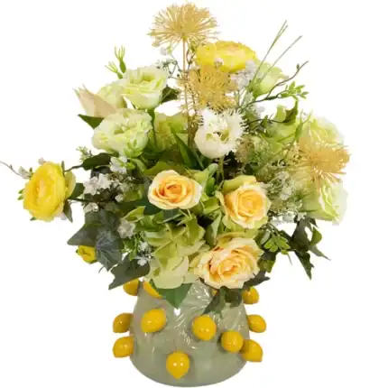 Kunstbloemen in citroenvaas