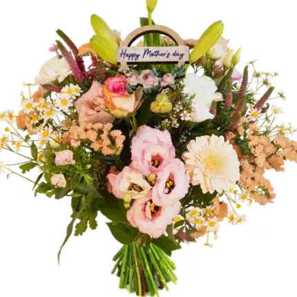 Moederdag boeket pastel roze zalm wit