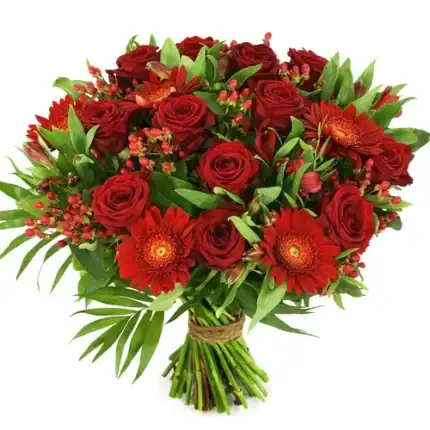 Rode rozen en bloemen