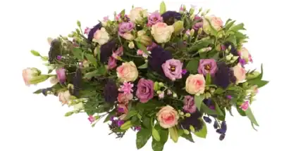 Rouwstuk 70 - 80 - 90 cm roze paars met o.a roze rozen