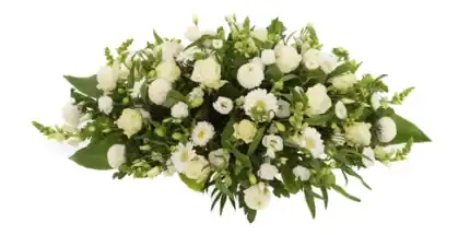 Rouwstuk 75 - 85 - 95 cm. witte rozen en witte bloemen