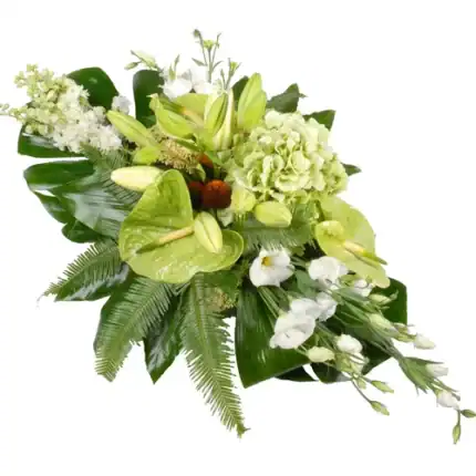 Rouwstuk modern wit - groen