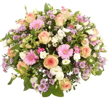 Rouwstuk rond Pastel roze witte tinten