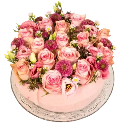 Roze rozen bloementaart
