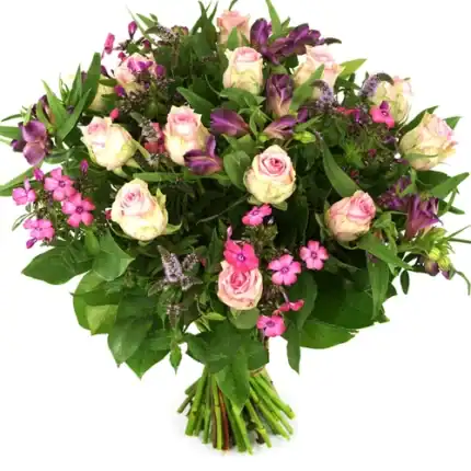 Roze rozen en bloemen
