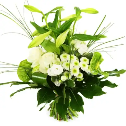 Trendy boeket modern wit groen
