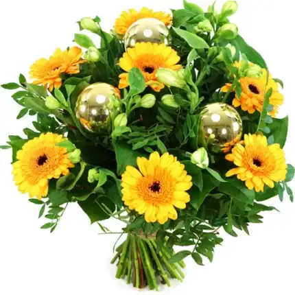 Voordeel kerstboeket goud - geel