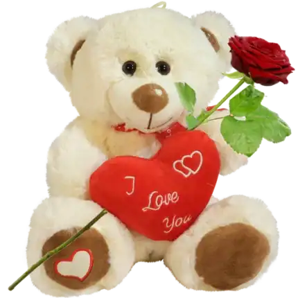 Zittende knuffelbeer ca. 28cm rood hart
