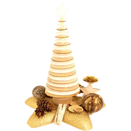 Gouden ster: Houten kerstboom met Led verlichting