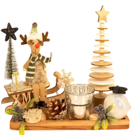 Sfeervol kerstplateau met waxine Led kaarsje