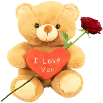 Bruine knufflebeer ca. 30cm met rood I love you hart