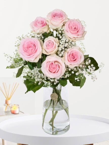 Roze geluksboeket - 7 rozen - Sweet Revival bezorgen