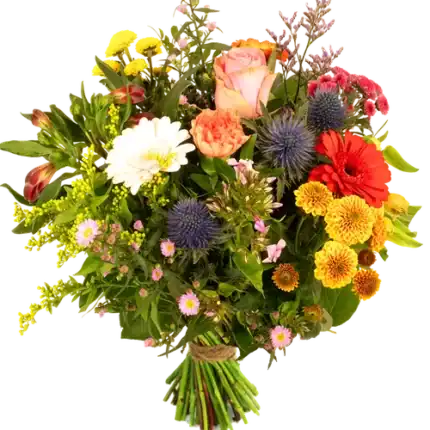 Boeket seizoensbloemen in bonte kleuren